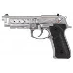 Страйкбольный пистолет WE M92 Hex cut silver gas HOPUP 6mm full metal GBB 25BBs